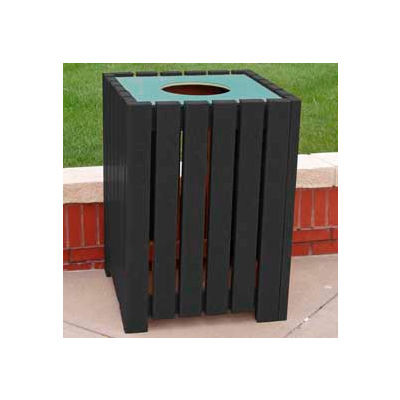 Heavy Duty Square Receptacle, Recycled Plastic, 32 Gal., Black