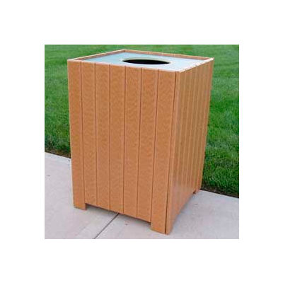 Standard Square Receptacle, Recycled Plastic, 32 Gal., Cedar