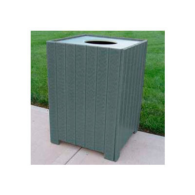 Standard Square Receptacle, Recycled Plastic, 32 Gal., Gray