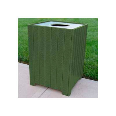 Standard Square Receptacle, Recycled Plastic, 32 Gal., Green