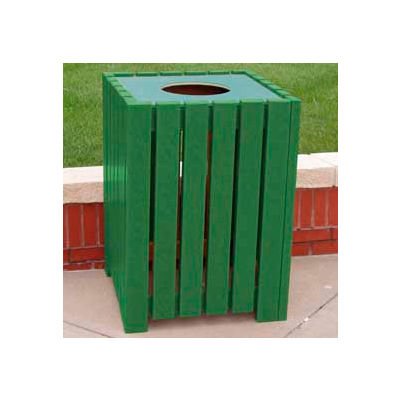 Heavy Duty Square Receptacle, Recycled Plastic, 32 Gal., Green