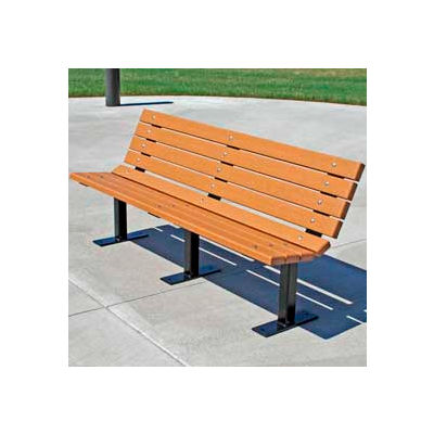 Frog Furnishings Recycled Plastic 4 ft. Contour Bench, Cedar Bench/Black Frame