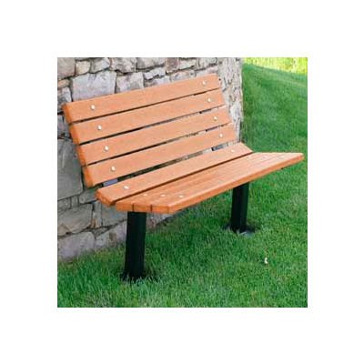 Frog Furnishings Recycled Plastic 4 ft. Contour Bench, Cedar Bench/Black Frame, In Ground Mount