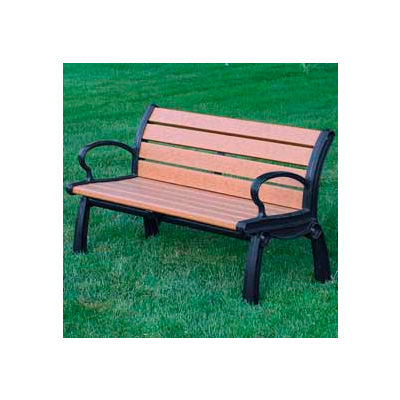 Frog Furnishings Recycled Plastic 4 ft. Heritage Bench, Cedar Bench/Black Frame