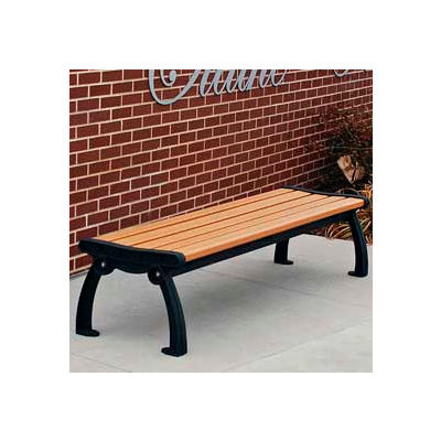 Frog Furnishings Recycled Plastic 4 ft. Heritage Backless Bench, Cedar Bench/Black Frame