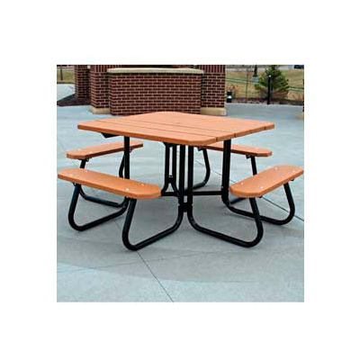 Frog Furnishings Recycled Plastic 4 ft. Square Picnic Table, Cedar