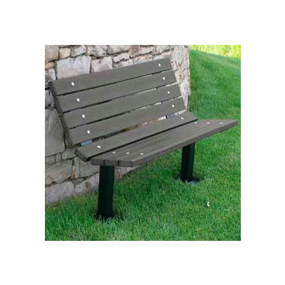Frog Furnishings Recycled Plastic 4 ft. Contour Bench, Gray Bench/Black Frame, In Ground Mount