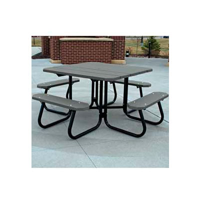 Frog Furnishings Recycled Plastic 4 ft. Square Picnic Table, Gray