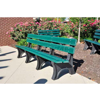 Frog Furnishings Recycled Plastic 4 ft. Colonial Bench, Green Bench/Black Frame
