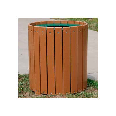 Standard Round Receptacle, Recycled Plastic, 55 Gal., Cedar