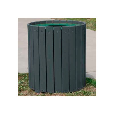 Standard Round Receptacle, Recycled Plastic, 55 Gal., Gray