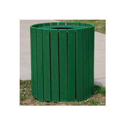 Standard Round Receptacle, Recycled Plastic, 55 Gal., Green