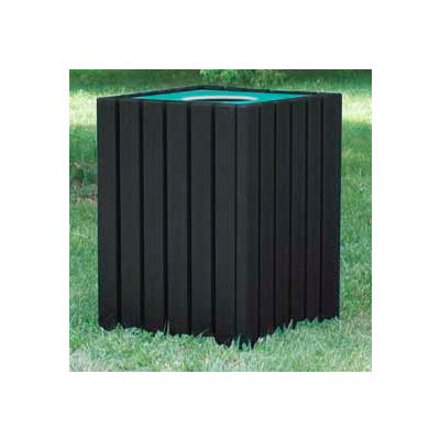 Heavy Duty Square Receptacle, Recycled Plastic, 55 Gal., Black
