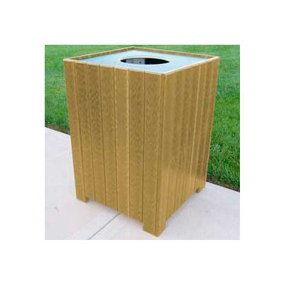Standard Square Receptacle, Recycled Plastic, 55 Gal., Cedar