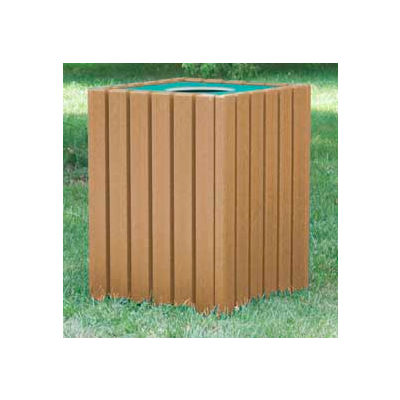 Heavy Duty Square Receptacle, Recycled Plastic, 55 Gal., Cedar