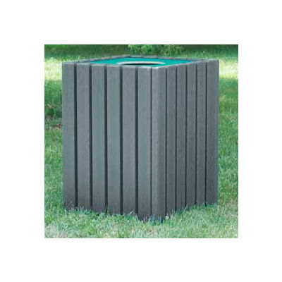 Heavy Duty Square Receptacle, Recycled Plastic, 55 Gal., Gray