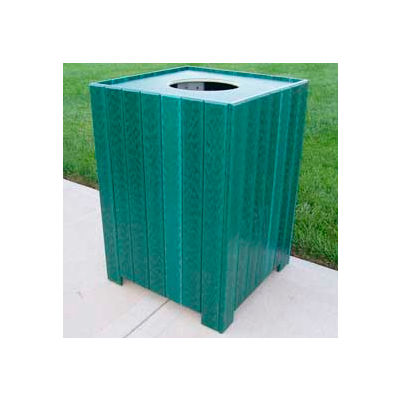 Standard Square Receptacle, Recycled Plastic, 55 Gal., Green