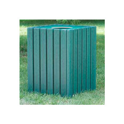 Heavy Duty Square Receptacle, Recycled Plastic, 55 Gal., Green