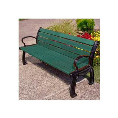 Frog Furnishings Recycled Plastic 5 ft. Heritage Bench, Green Bench/Black Frame