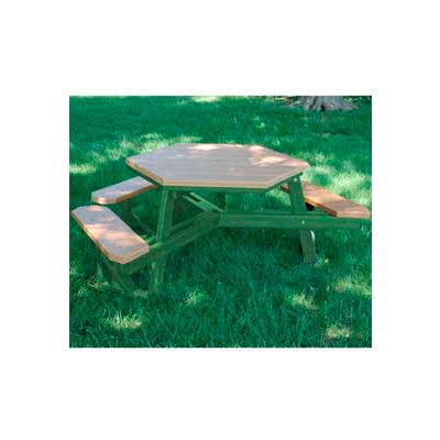 Frog Furnishings Recycled Plastic 6 ft. Hex Table Green Frame, ADA, Cedar