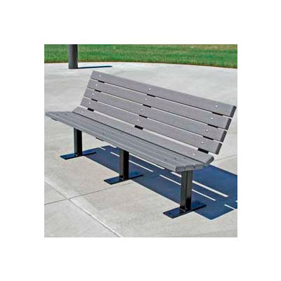 Frog Furnishings Recycled Plastic 6 ft. Contour Bench, Gray Bench/Black Frame