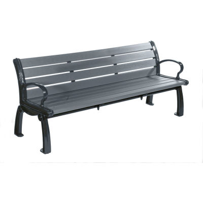 Frog Furnishings Recycled Plastic 6 ft. Heritage Bench, Gray Bench/Black Frame