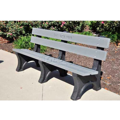 Frog Furnishings Recycled Plastic 6 ft. Colonial Bench, Gray Bench/Black Frame
