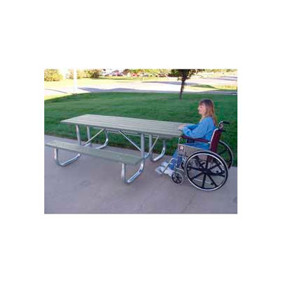 Frog Furnishings Recycled Plastic 6 ft. Galvanized Frame Picnic Table, ADA, Gray
