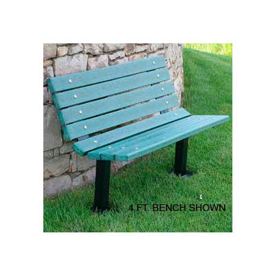 Frog Furnishings Recycled Plastic 6 ft. Contour Bench, Green Bench/Black Frame, In Ground Mount