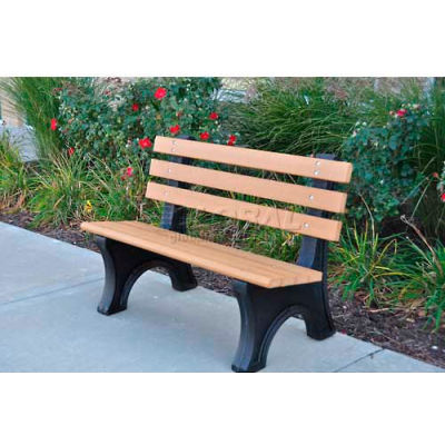 Frog Furnishings Recycled Plastic 6 ft. Comfort Park Avenue Bench, Green Bench/Black Frame