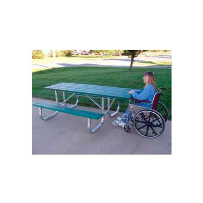 Frog Furnishings Recycled Plastic 6 ft. Galvanized Frame Picnic Table, ADA, Green