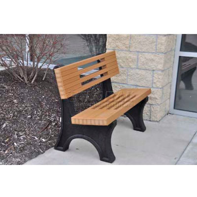 Frog Furnishings Recycled Plastic 8 ft. Ariel Bench, Cedar Bench/Black Frame