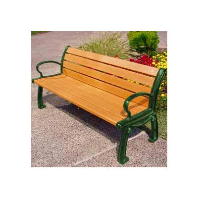 Frog Furnishings Recycled Plastic 8 ft. Heritage Bench, Cedar Bench/Green Frame