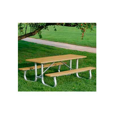 Frog Furnishings Recycled Plastic 8 ft. Galvanized Frame Picnic Table, Cedar