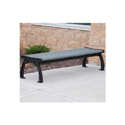 Frog Furnishings Recycled Plastic 8 ft. Heritage Backless Bench, Gray Bench/Black Frame