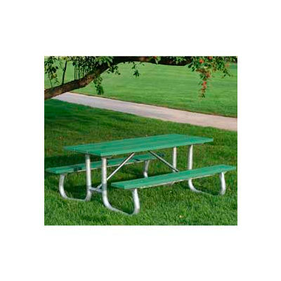 Frog Furnishings Recycled Plastic 8 ft. Galvanized Frame Picnic Table, Green