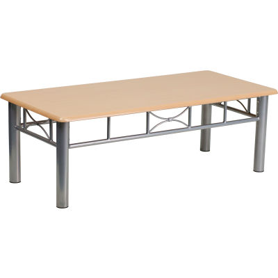 Flash Furniture Natural Laminate Coffee Table - Silver Steel Frame