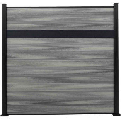 Estate 6'W x 6'H Oxford Grey Aluminum/Composite Horizontal Fence - Starter Section-SURFACE MOUNT