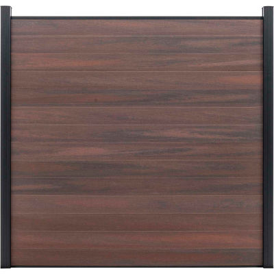 Full Composite 6'W x 4'H Black Rose Aluminum/Composite Horizontal Fence Starter Section- IN GROUND