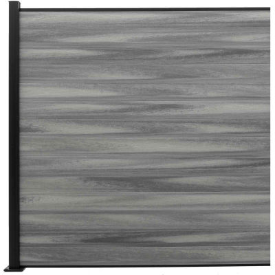 Full Composite 6'Wx6'H Oxford Grey Aluminum/Composite Horizontal Fence Starter Section - SURFACE MT
