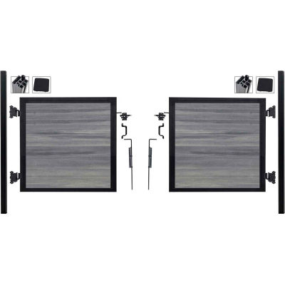 Full Composite 10'Wx4'H Oxford Gy Aluminum/Composite Adj Fence Double Gate Kit- IN GROUND ONLY
