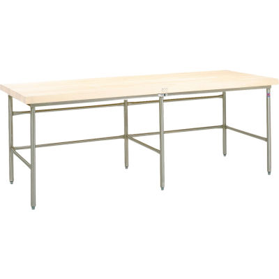 John Boos Bakery Production Table Frame - NSF Galvanized Legs & Bin Stop Stringer 120"W x 30"D