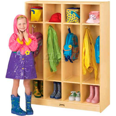 Jonti-Craft® Kid Coat Locker, 4 Wide, 39"W x 15"D x 50-1/2"H, Birch Plywood