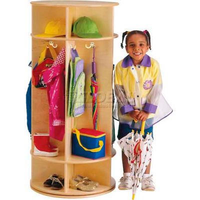 Jonti-Craft® Revolving Kid Coat Locker, 5 Wide, 24"W x 24"D x 50-1/2"H, Birch Plywood