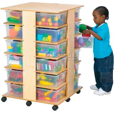 Jonti-Craft® 24 Cubbie Mobile Tower Without Tubs, 27"W x 27"D x 40-1/2"H, Birch Plywood
