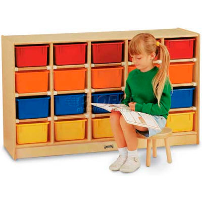 Jonti-Craft® 20 Tray Mobile Cubbie Without Trays, 48"W x 15"D x 29-1/2"H, Birch Plywood