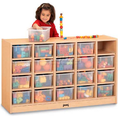 Jonti-Craft® 20 Tray Mobile Cubbie Without Trays, 48"W x 15"D x 29-1/2"H, Maple Laminate