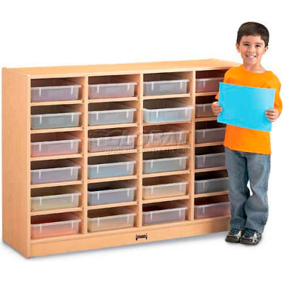 Jonti-Craft® 24 Tray Mobile Cubbie Without Paper-Trays, 48"W x 15"D x 35-1/2"H, Maple Laminate