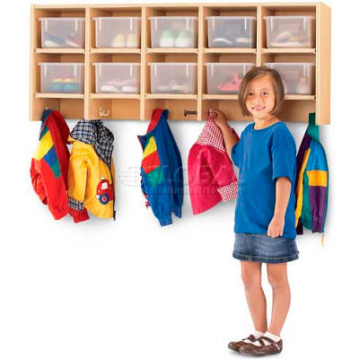Jonti-Craft® Wall Mount Coat Locker w/o Trays, 48"W x 15-1/2"D x 20"H, Maple Laminate