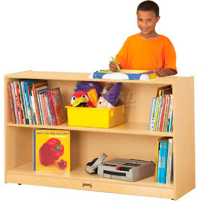 Jonti-Craft® Low Adjustable Mobile Bookcase, 48"W x 15"D x 29-1/2"H, Birch Plywood